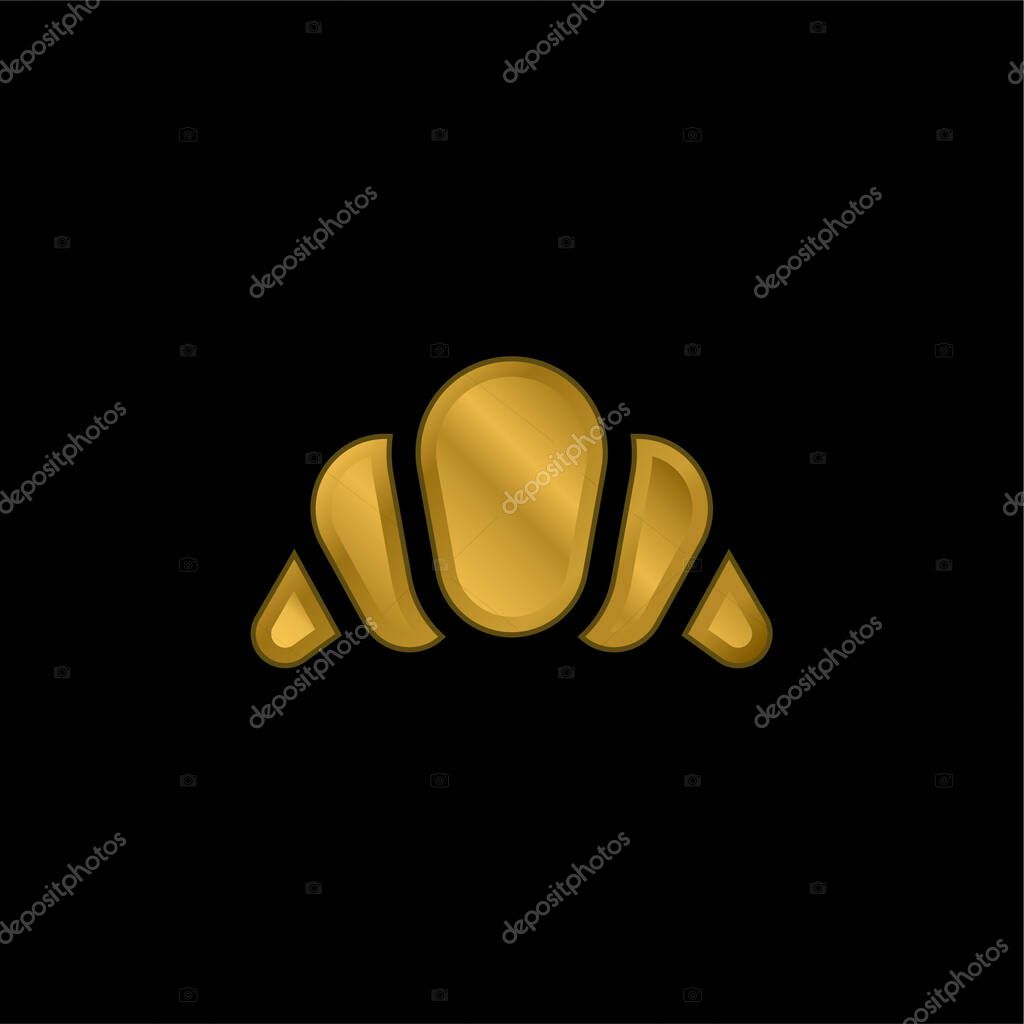 Big Croissant gold plated metalic icon or logo vector