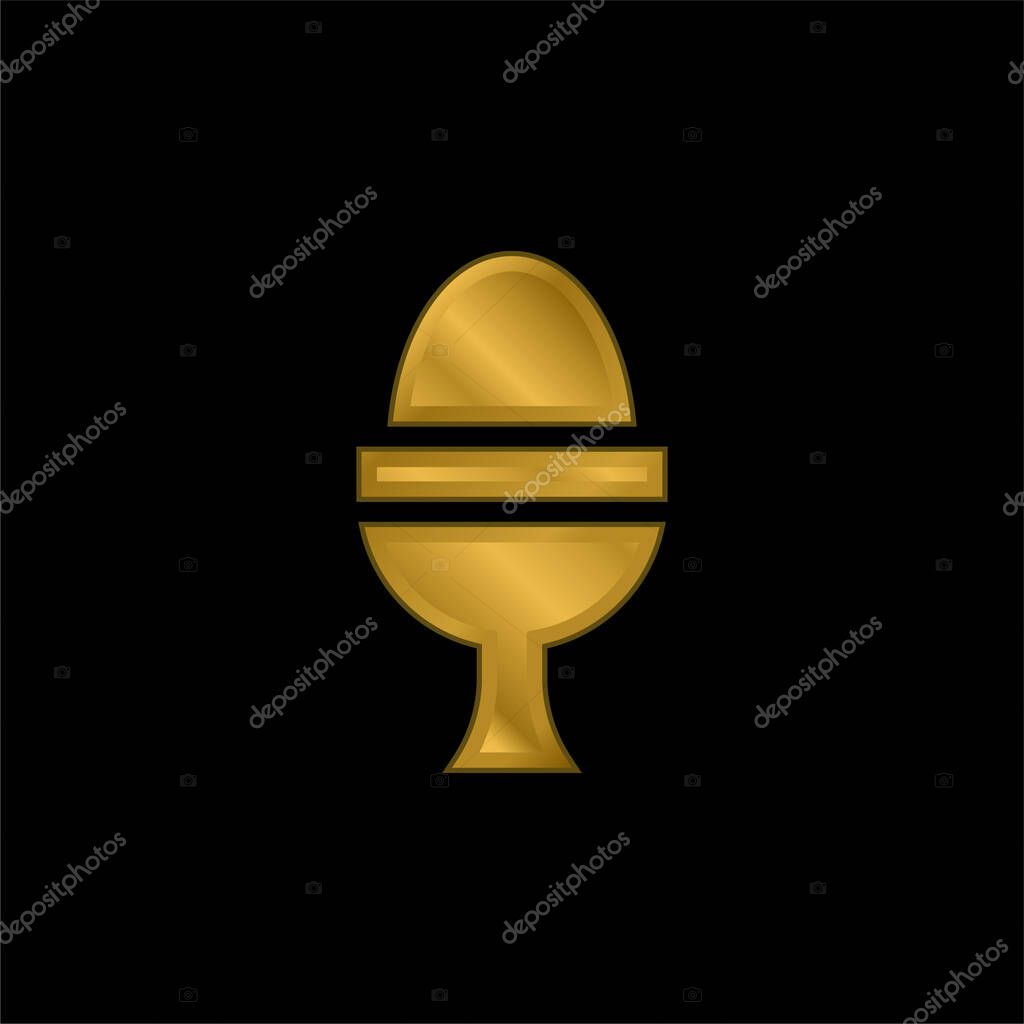 Boiled Egg gold plated metalic icon or logo vector