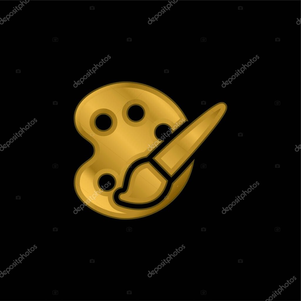 Art Palette gold plated metalic icon or logo vector