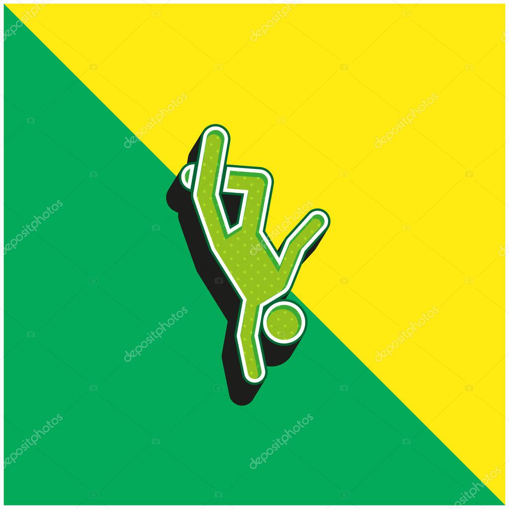 Breakdance Green and yellow modern 3d vector icon logo
