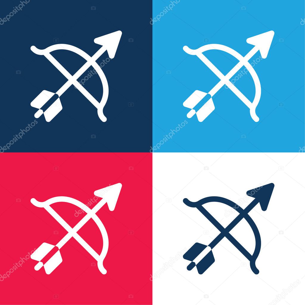 Archery blue and red four color minimal icon set