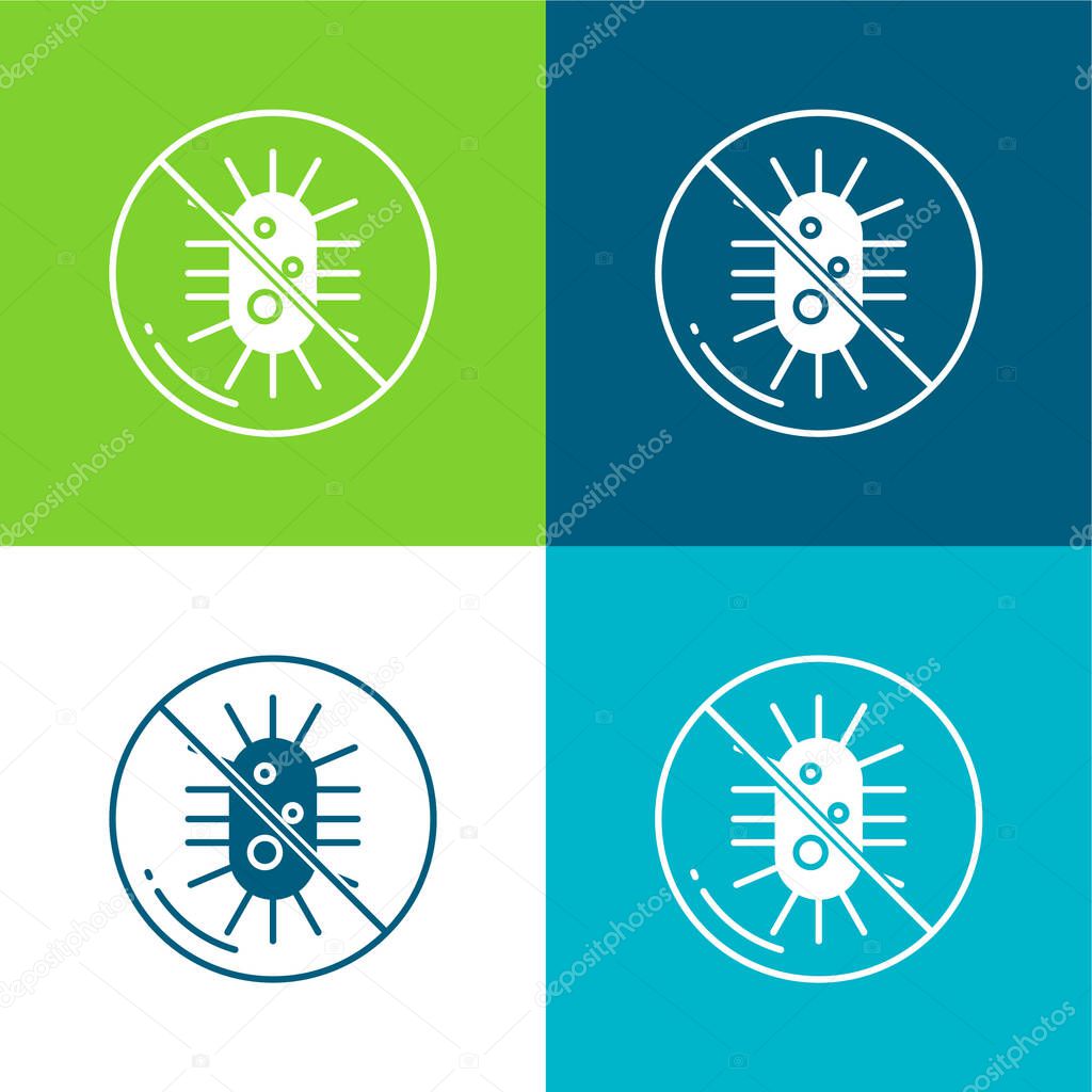Bacteria Flat four color minimal icon set
