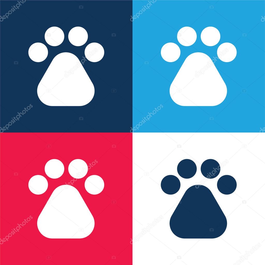 Bear Paw blue and red four color minimal icon set