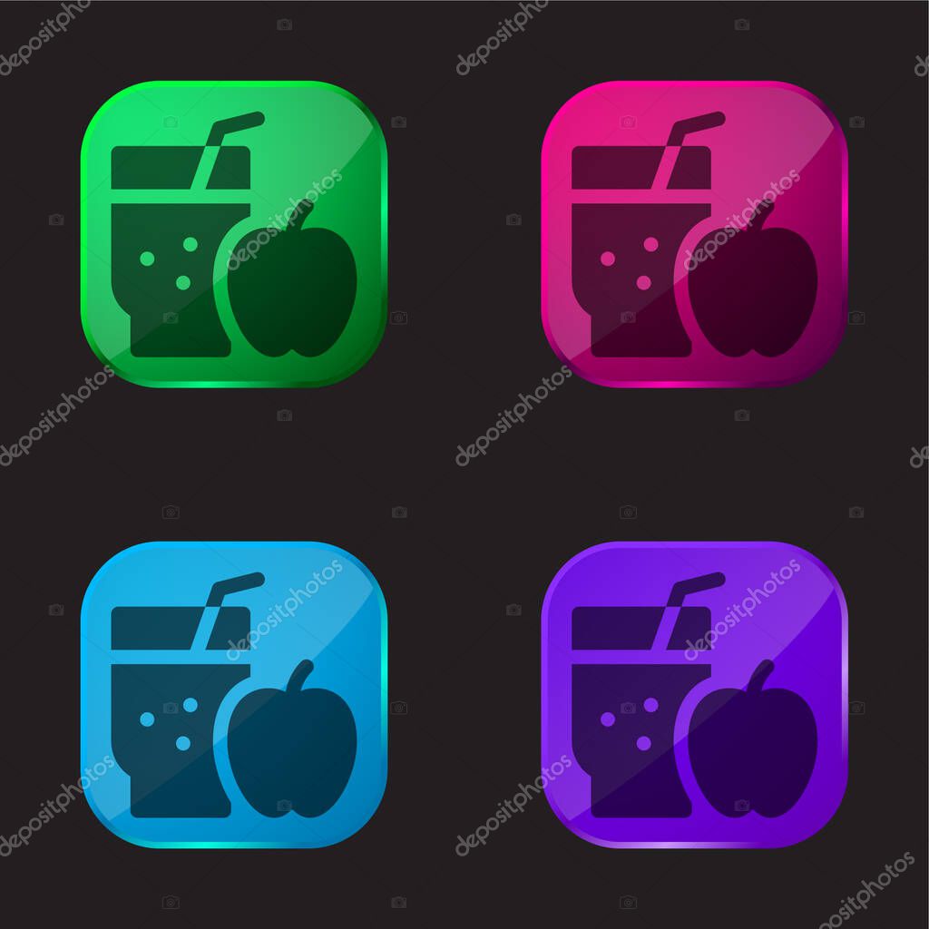 Apple Juice four color glass button icon