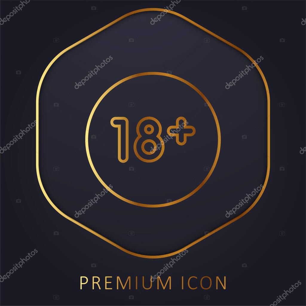Age Limit golden line premium logo or icon