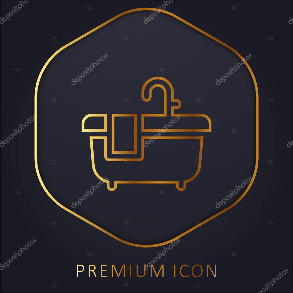 Bathtub golden line premium logo or icon