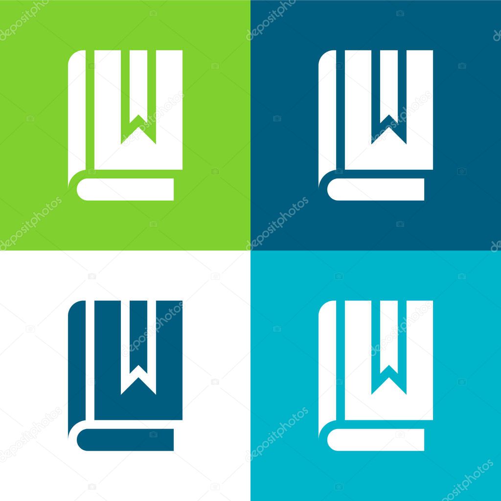Book Flat four color minimal icon set