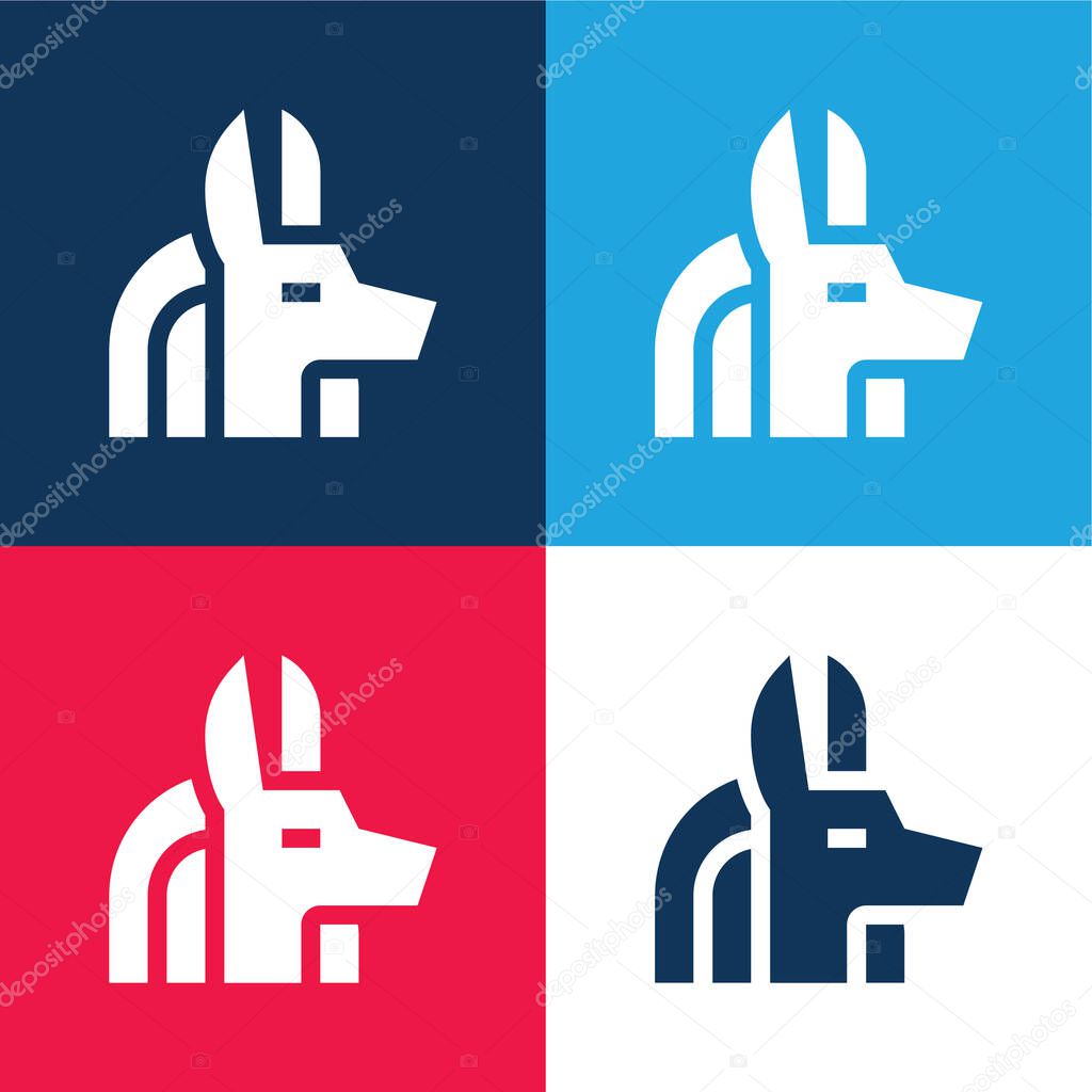 Anubis blue and red four color minimal icon set