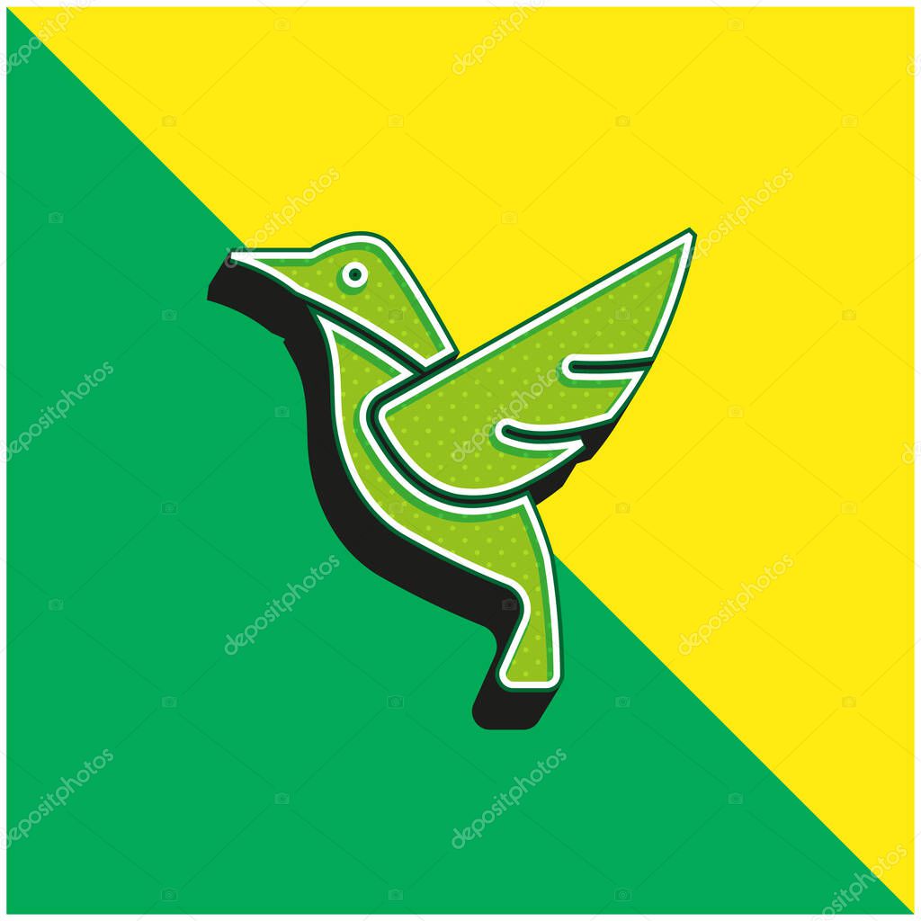 Bird Green and yellow modern 3d vector icon logo