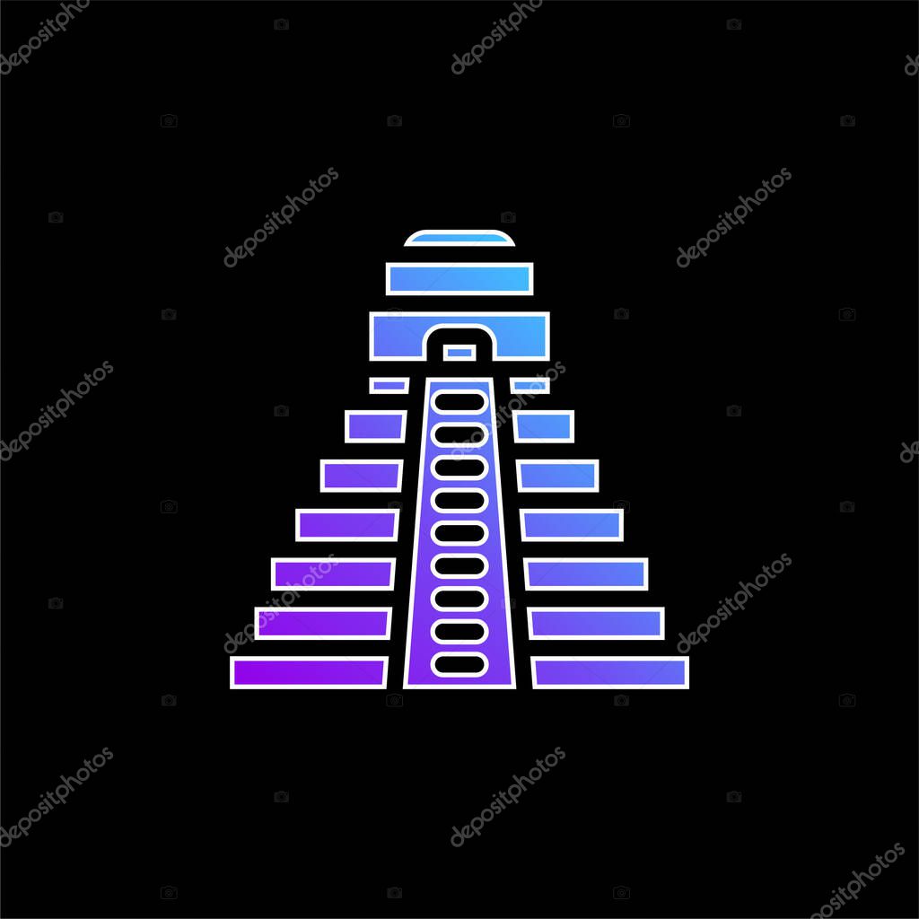 Aztec Pyramid blue gradient vector icon