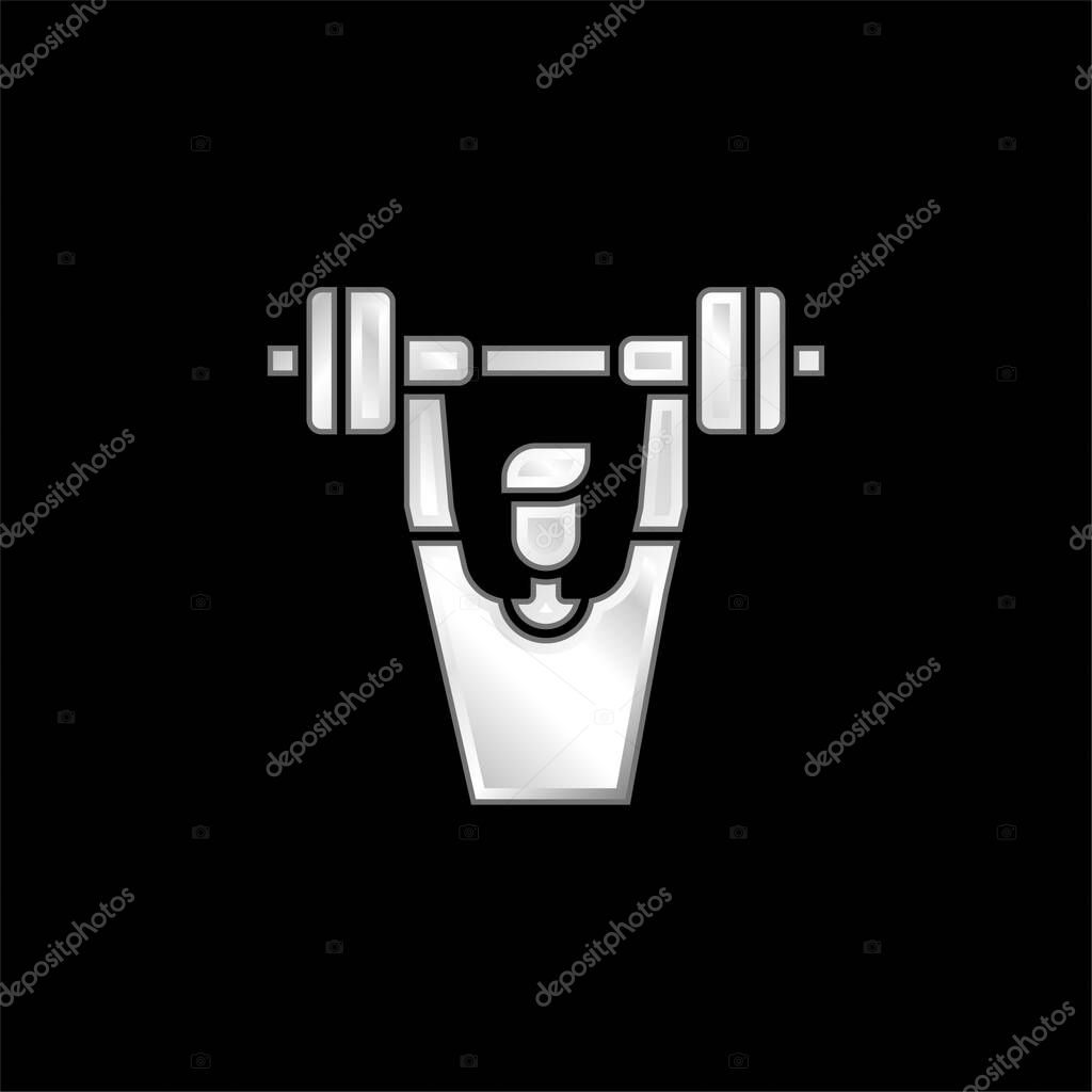 Barbell silver plated metallic icon