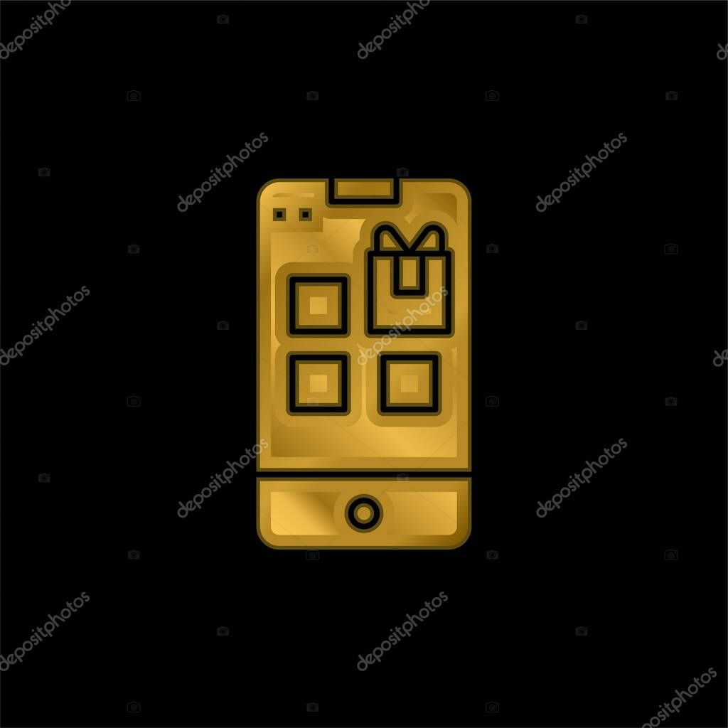 Application gold plated metalic icon or logo vector