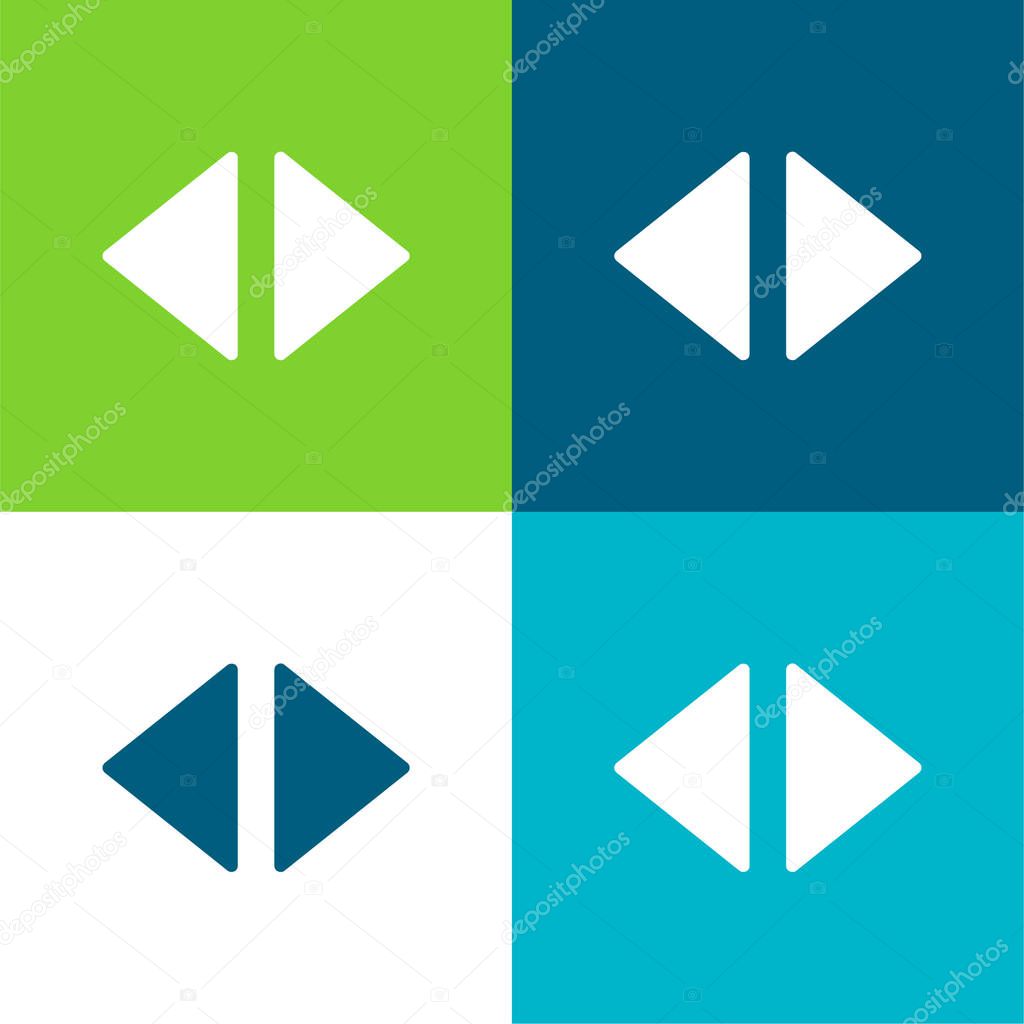 Arrows Right And Left Filled Triangles Flat four color minimal icon set