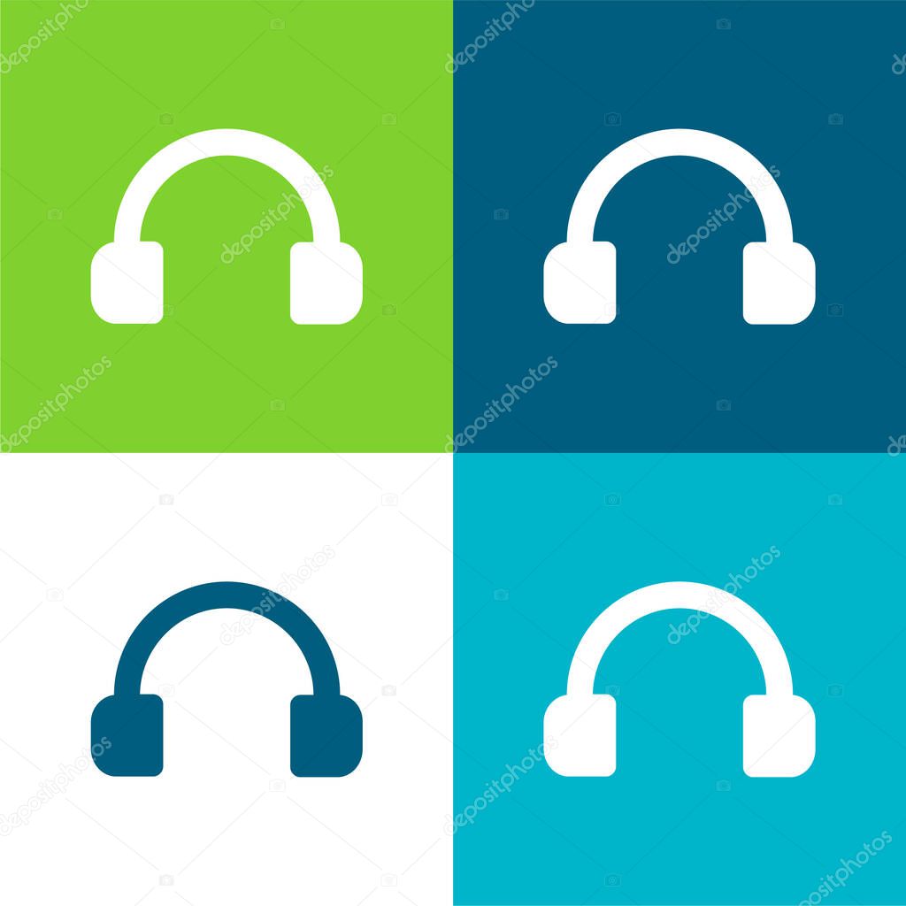 Audio Headset Tool Flat four color minimal icon set
