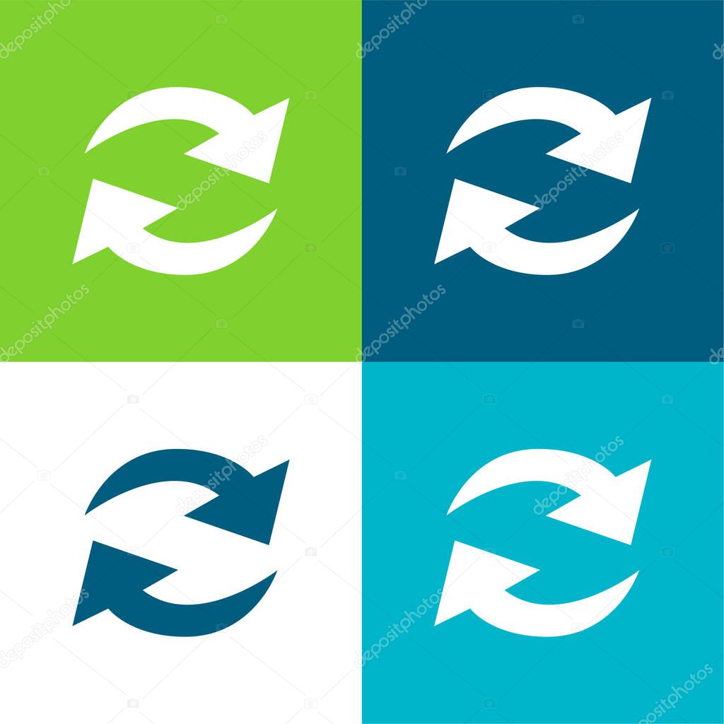 Actualize Arrows Couple In Circle Flat four color minimal icon set