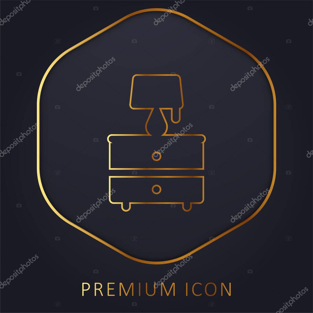 Bedside Table golden line premium logo or icon