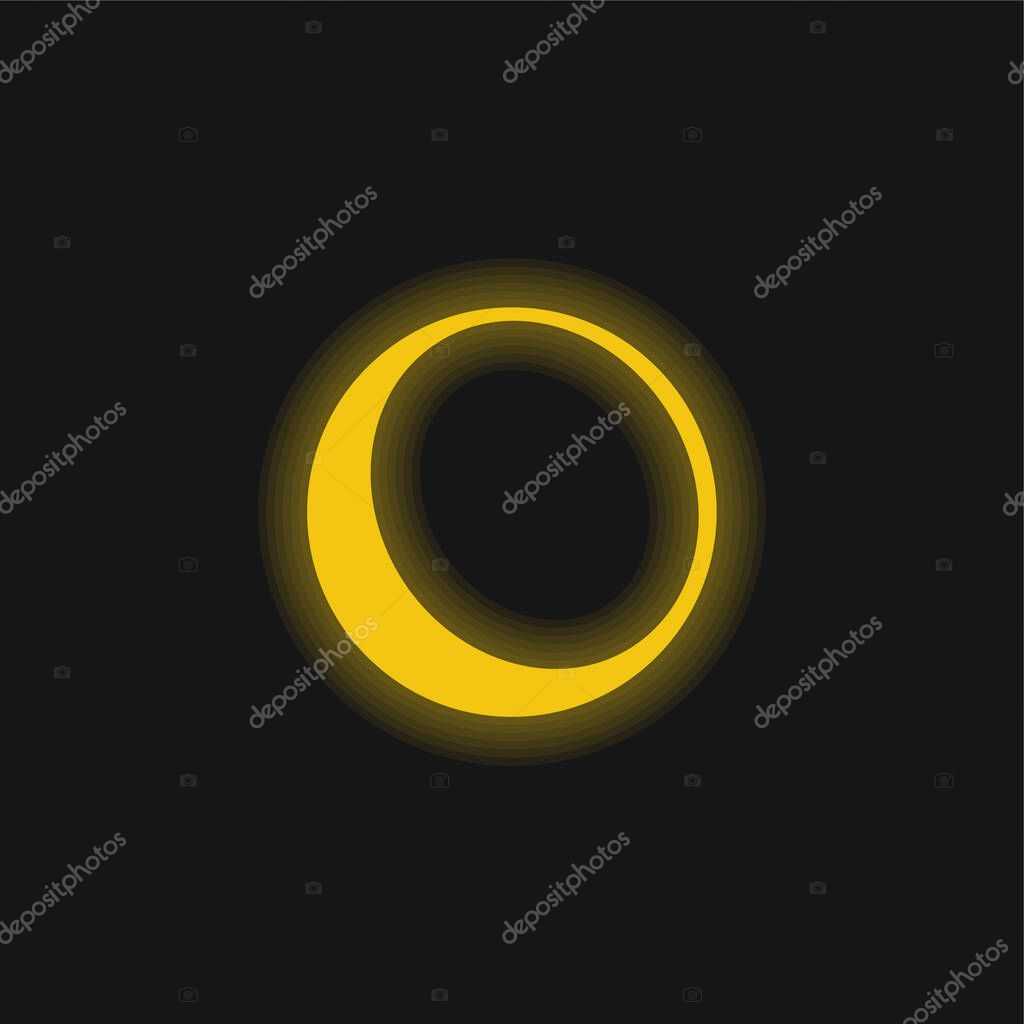 Ball Outline With Shadow At The Edge yellow glowing neon icon