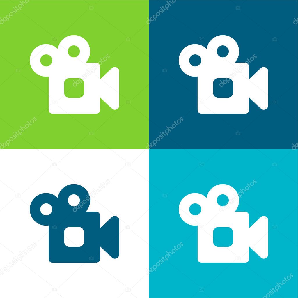 Analogic Video Camera Flat four color minimal icon set