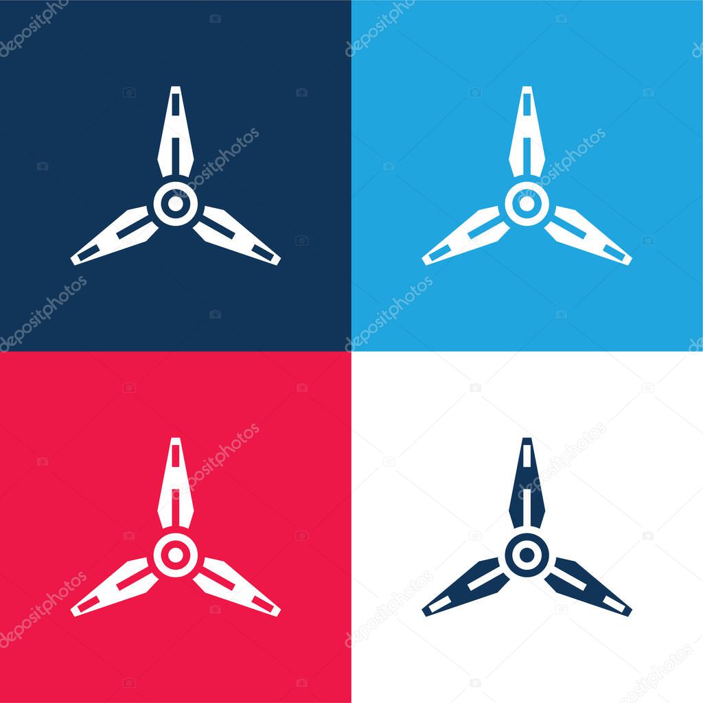 Blades blue and red four color minimal icon set