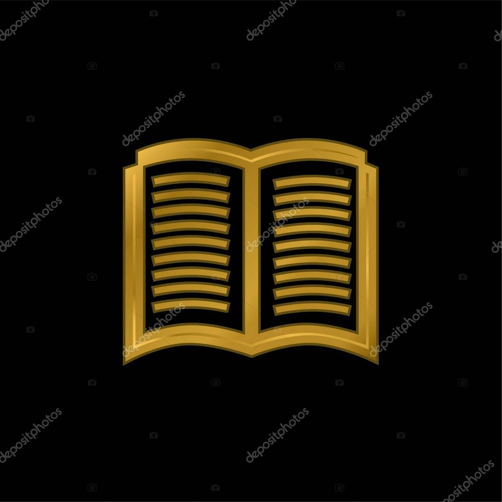 Book Opened Symbol gold plated metalic icon or logo vector