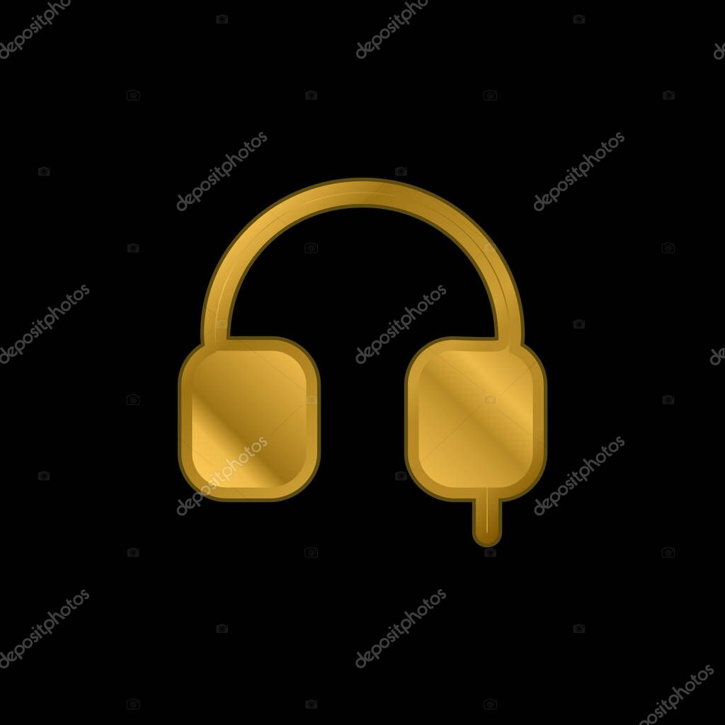 Auriculars Solid Tool Symbol gold plated metalic icon or logo vector