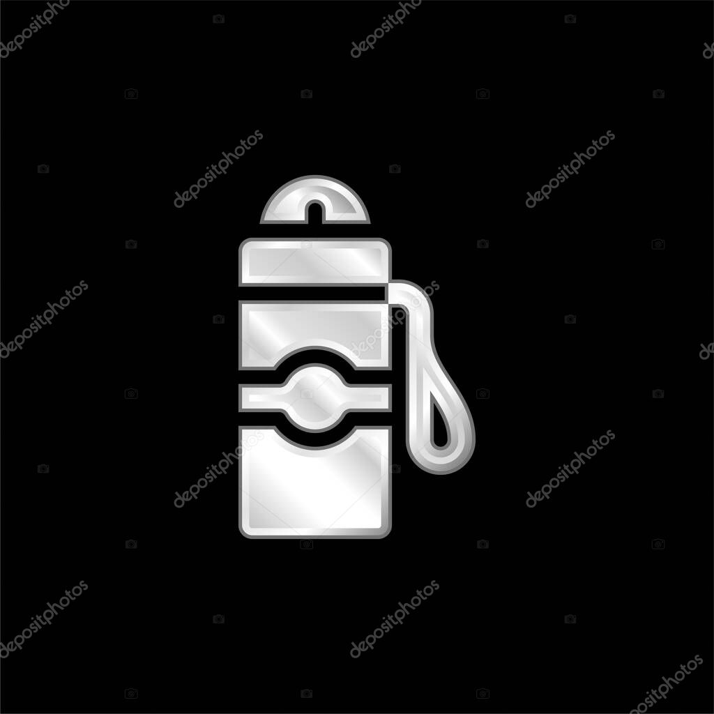 Bottle silver plated metallic icon