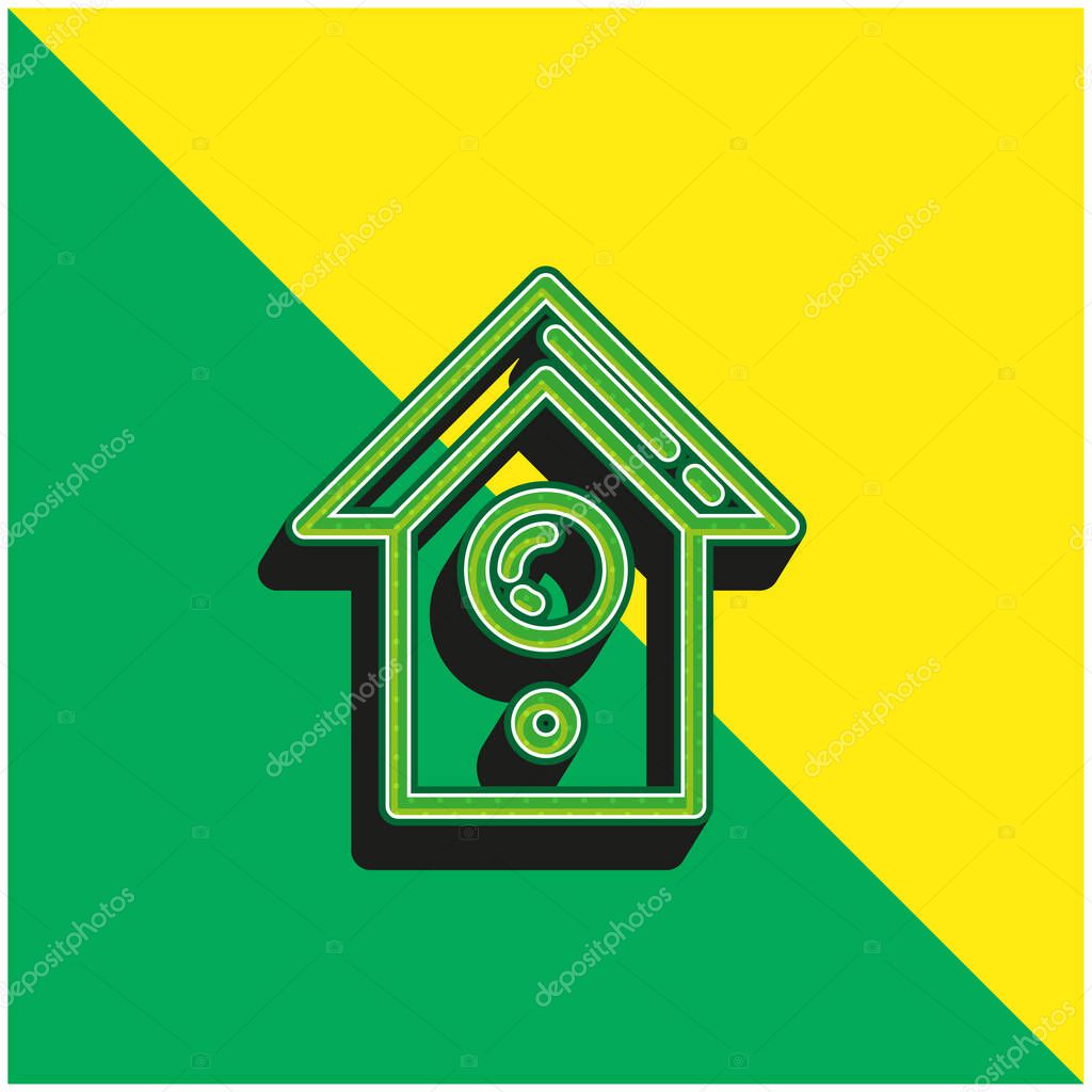 Bird House Green and yellow modern 3d vector icon logo