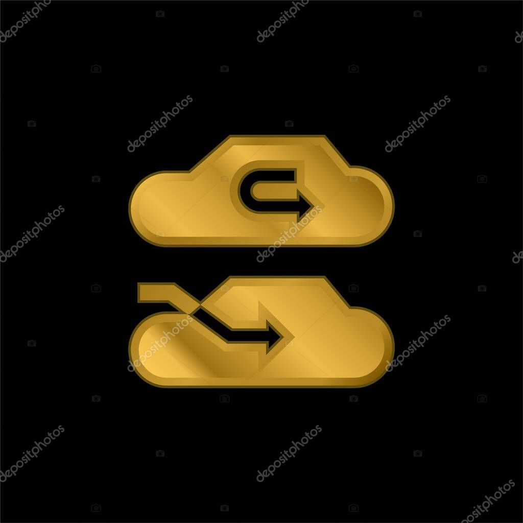 Air Conditioner gold plated metalic icon or logo vector