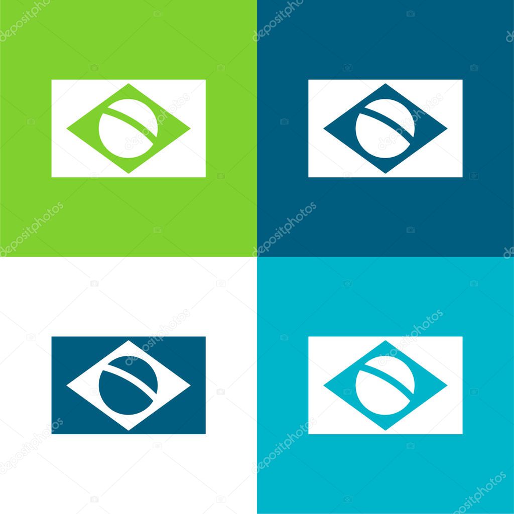 Brazil Flag Flat four color minimal icon set