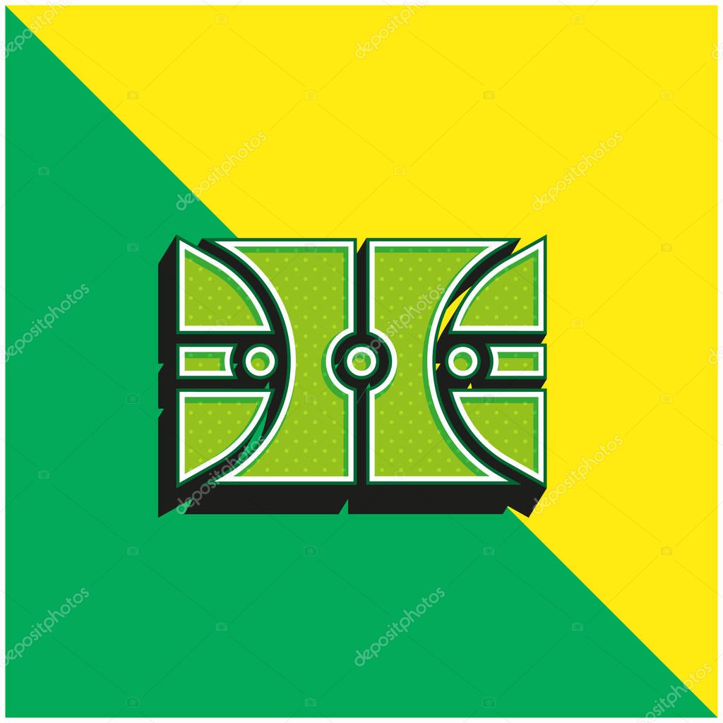 Basketball Court Green and yellow modern 3d vector icon logo