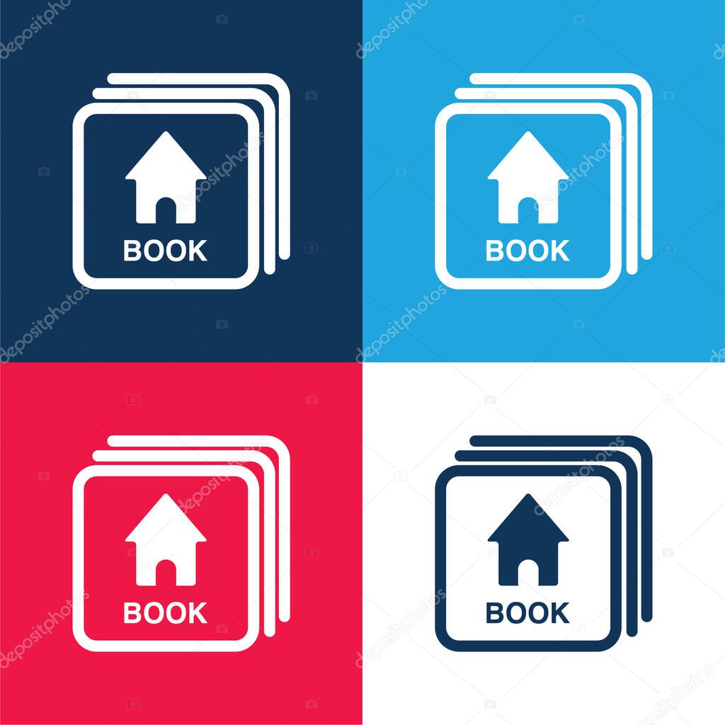 Baby Flash Cards With Book Image blue and red four color minimal icon set