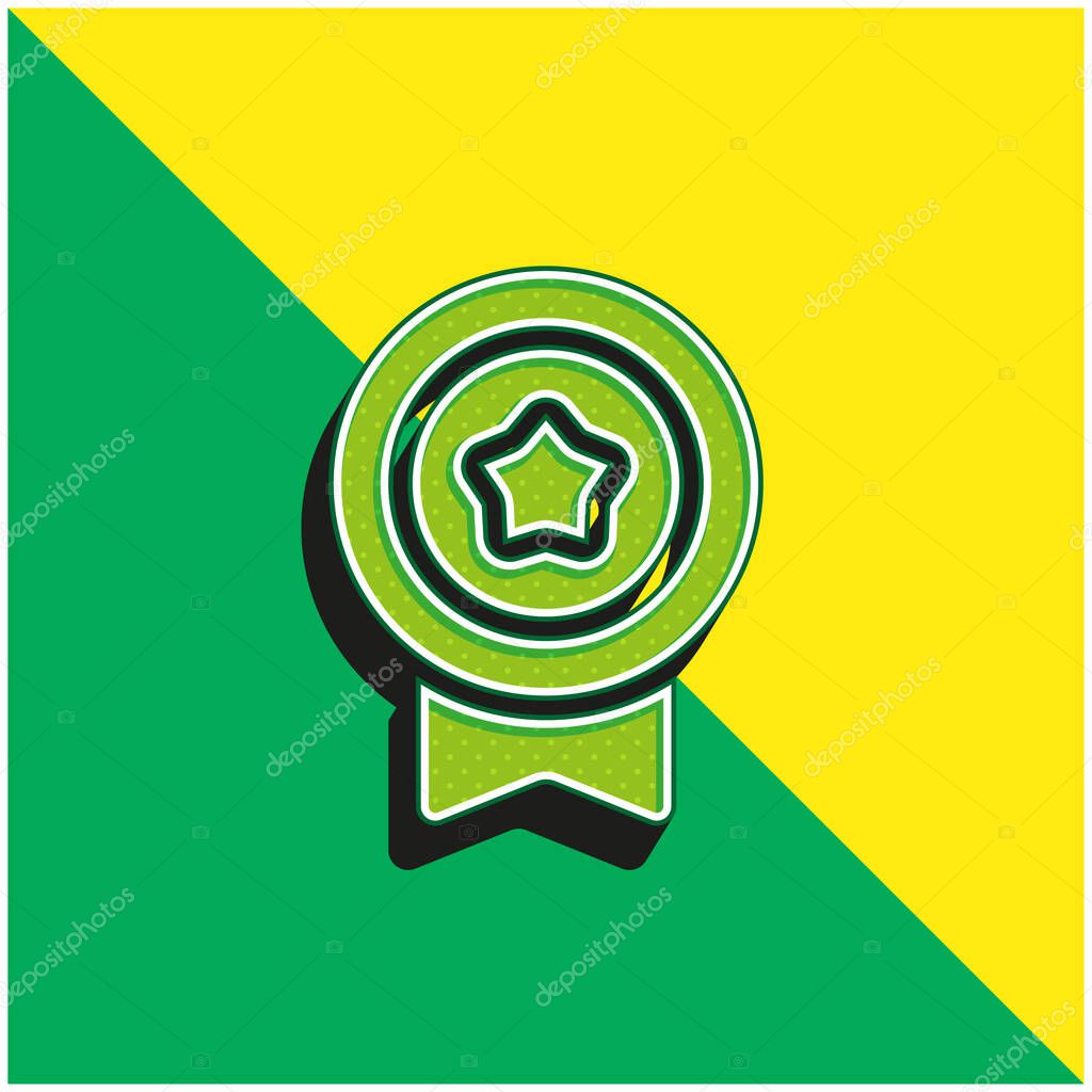 Badge Green and yellow modern 3d vector icon logo