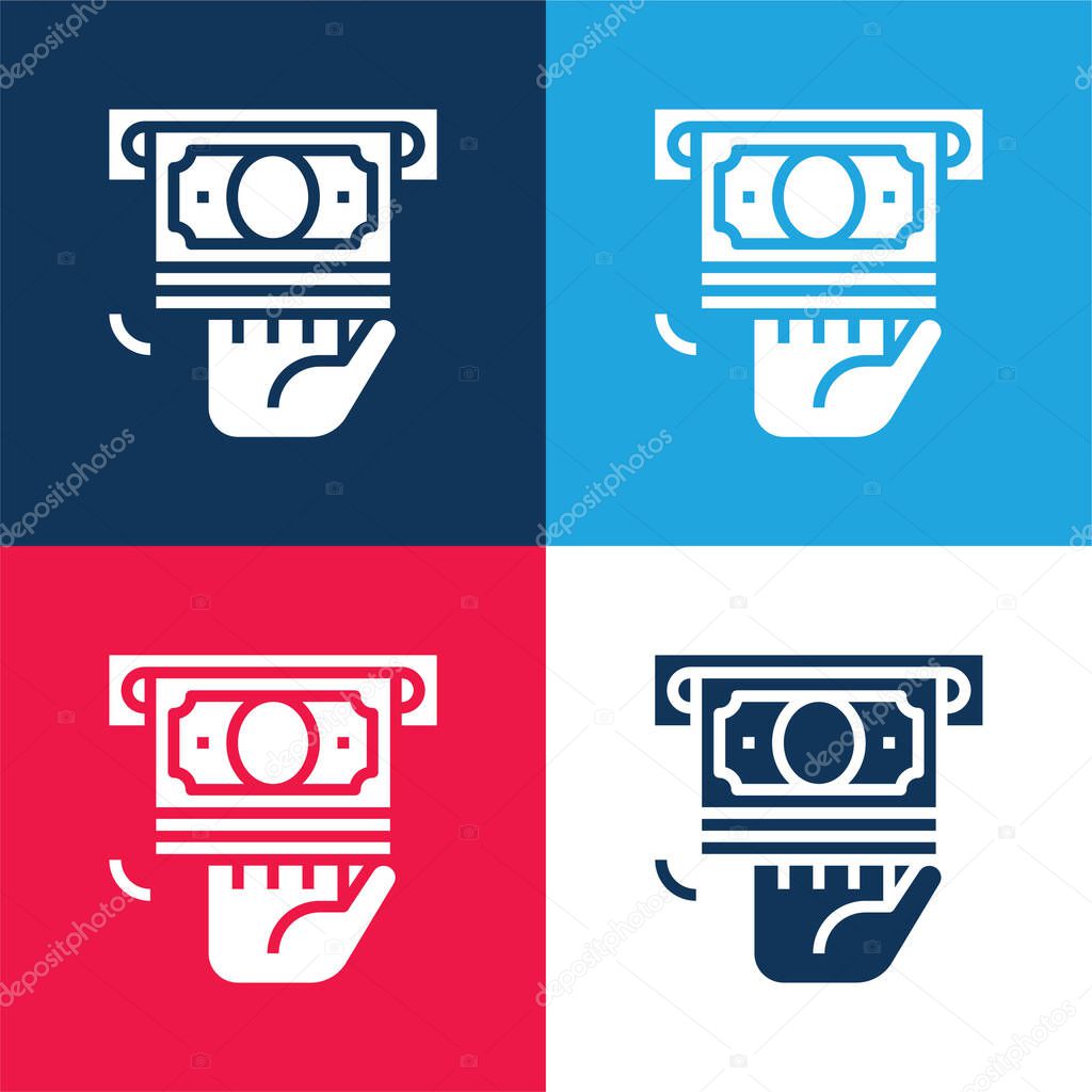 Atm blue and red four color minimal icon set