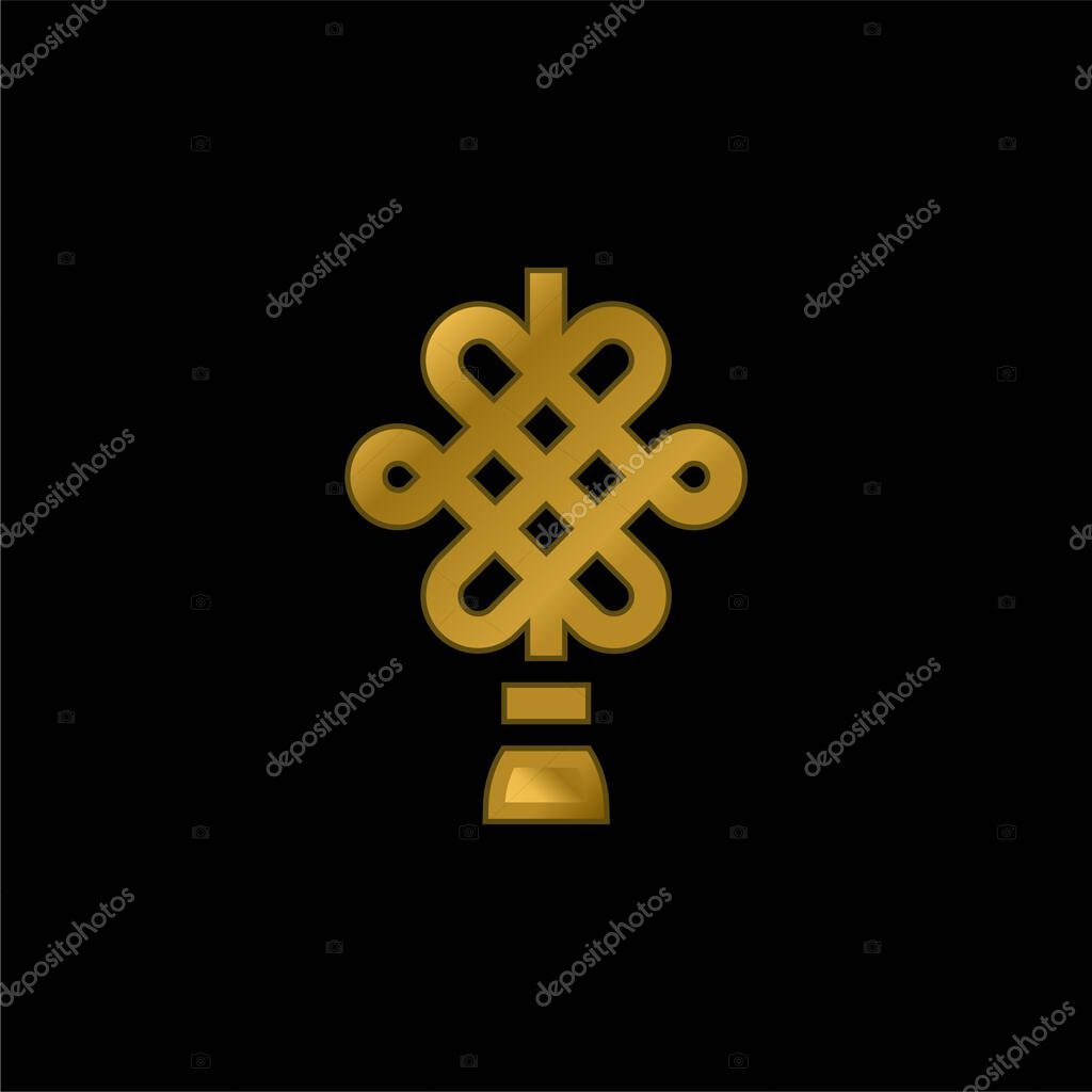 Amulet gold plated metalic icon or logo vector