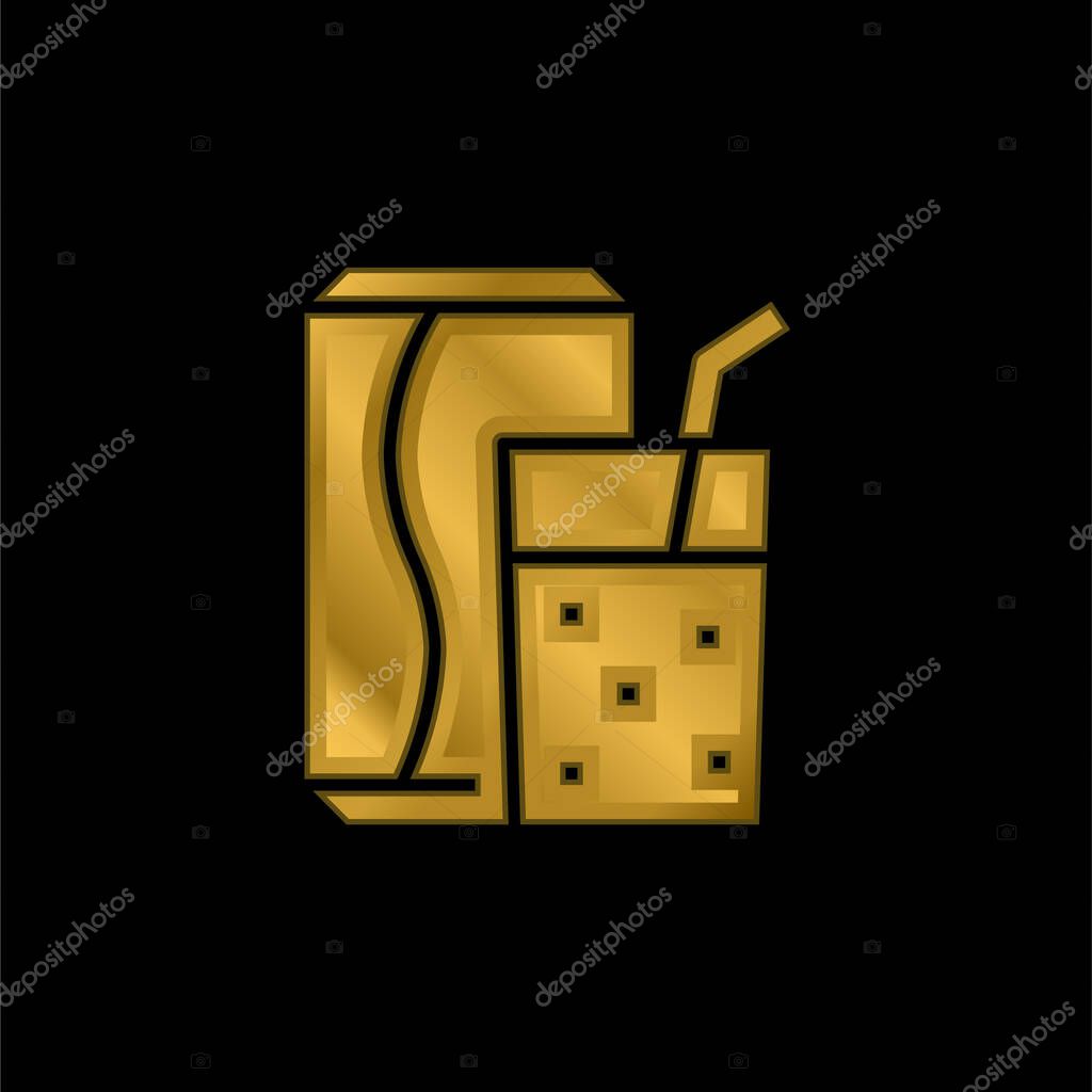 Beverage gold plated metalic icon or logo vector