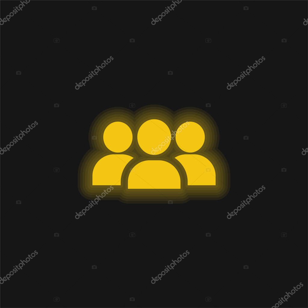Audience yellow glowing neon icon
