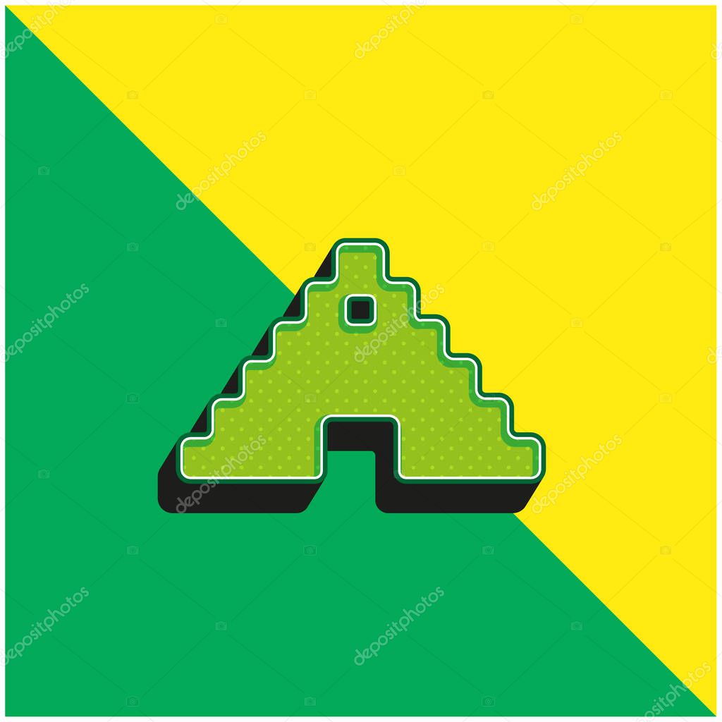 Aztec Pyramid Green and yellow modern 3d vector icon logo