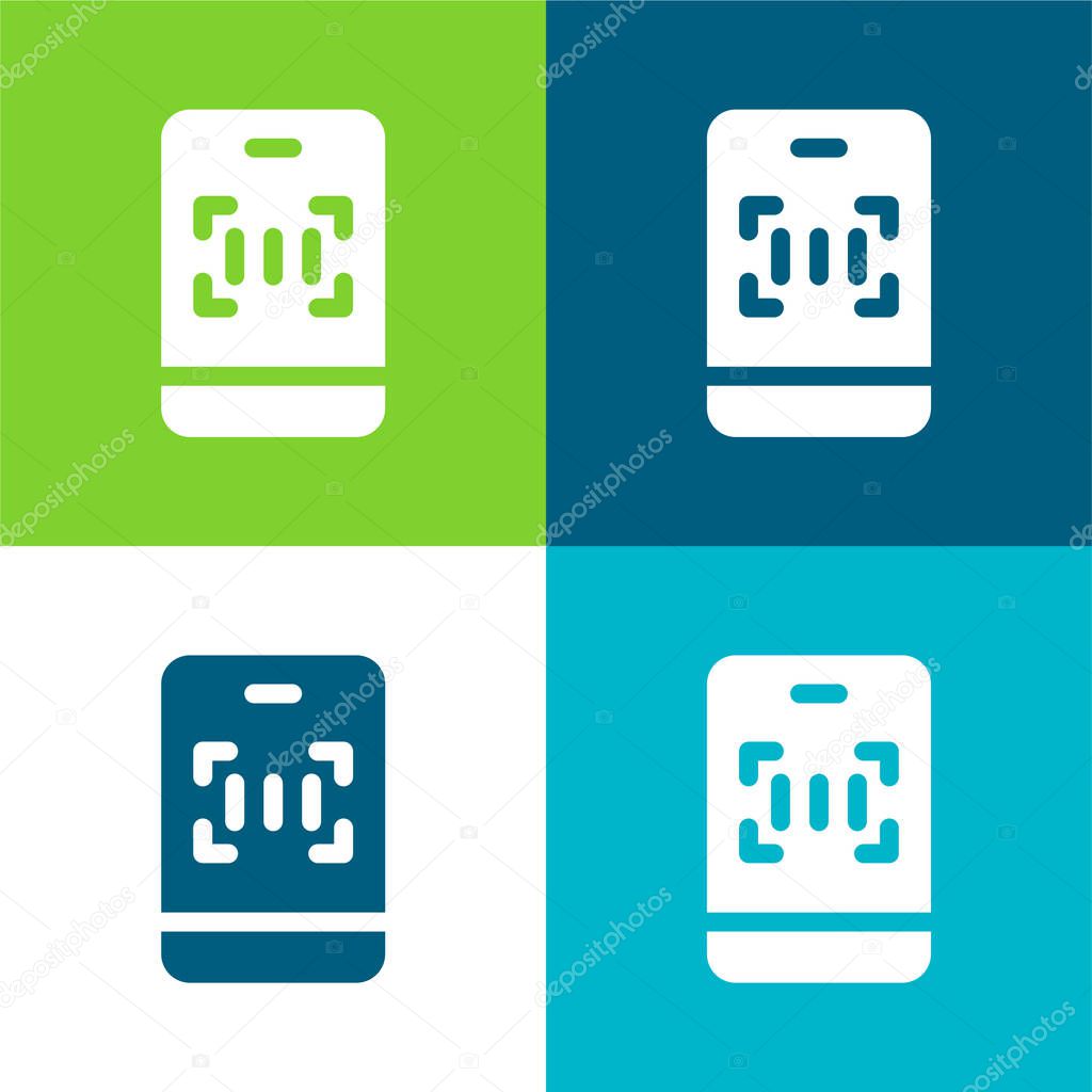 Barcode Flat four color minimal icon set