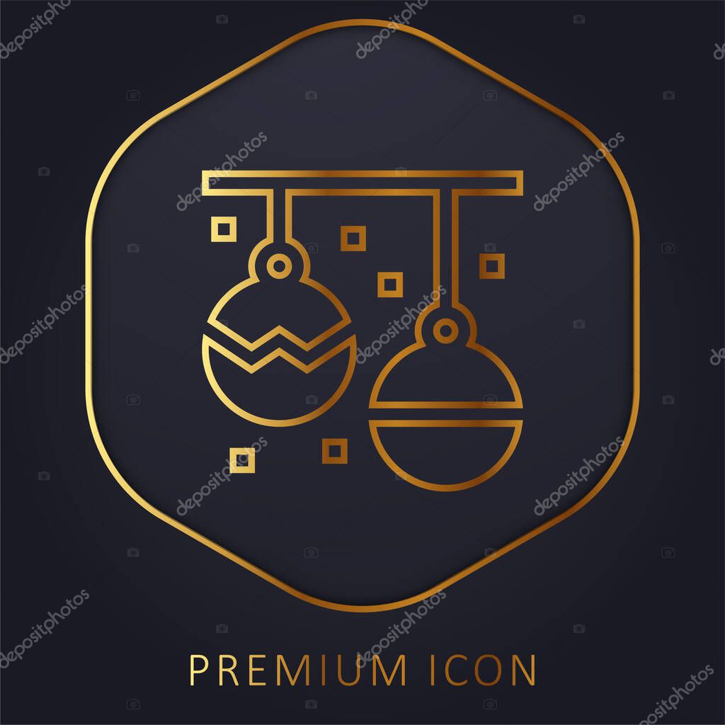 Bauble golden line premium logo or icon