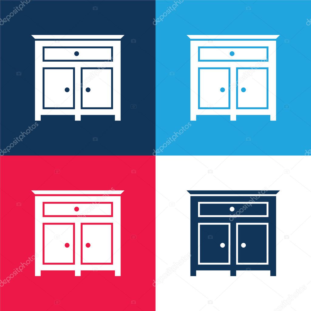 Bedroom Drawer Furniture blue and red four color minimal icon set