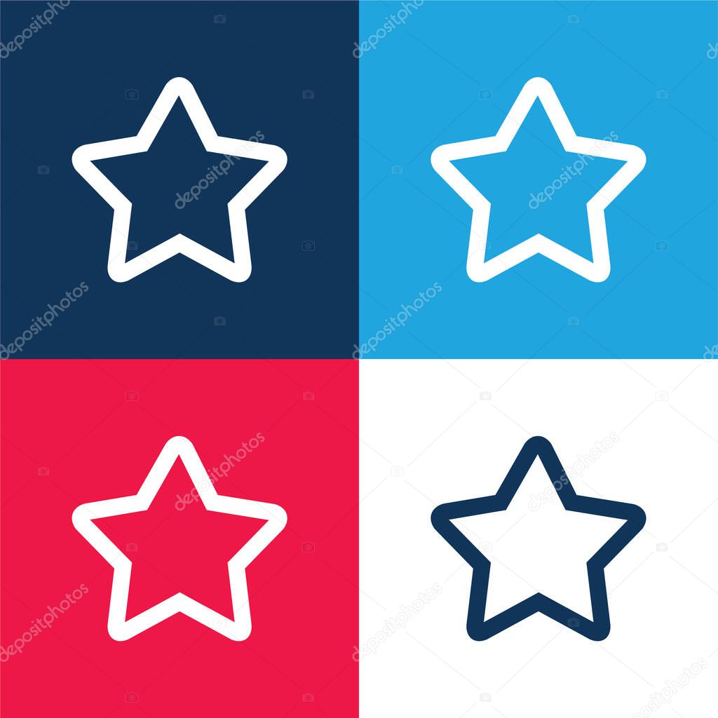 1 Star blue and red four color minimal icon set