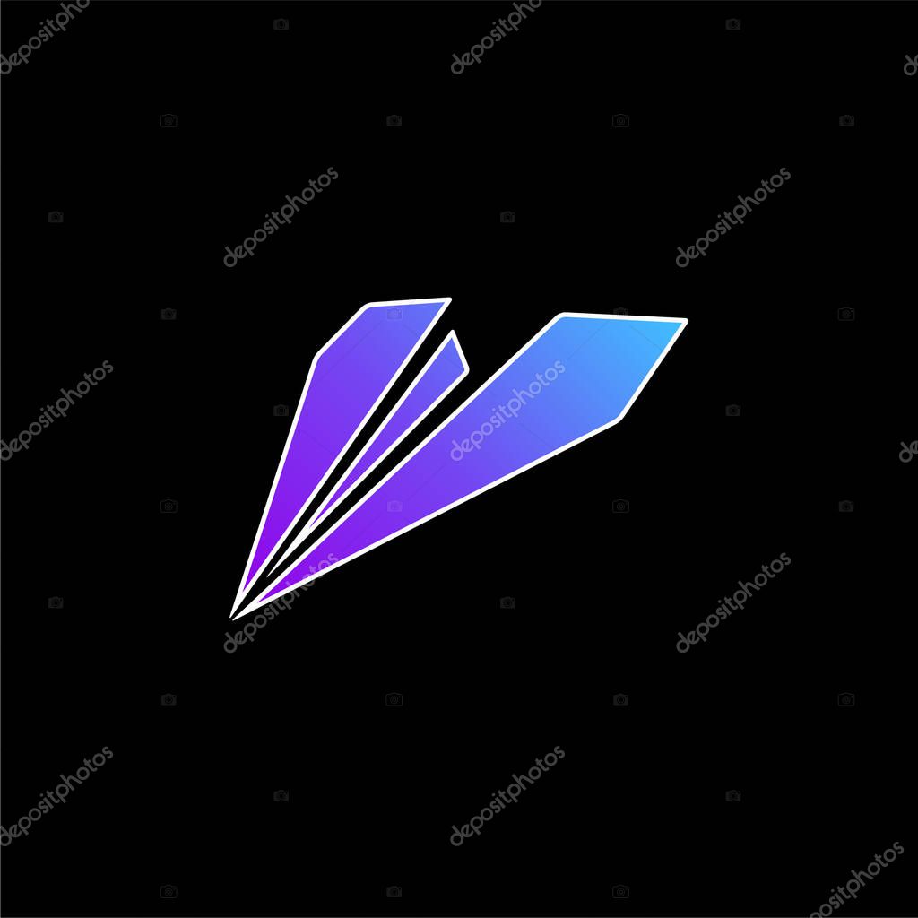 Black Origami Plane blue gradient vector icon
