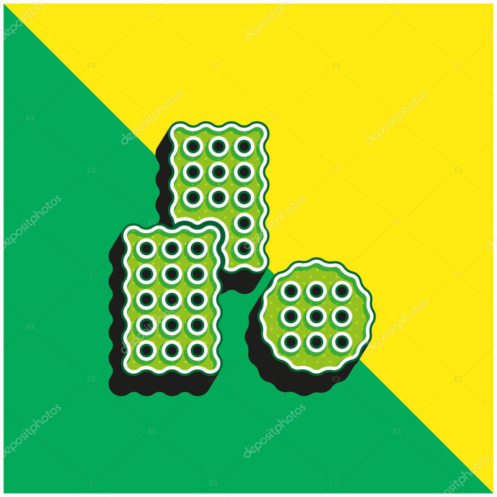 Biscuit Green and yellow modern 3d vector icon logo