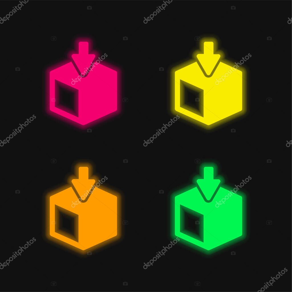 Box Delivery Symbol four color glowing neon vector icon