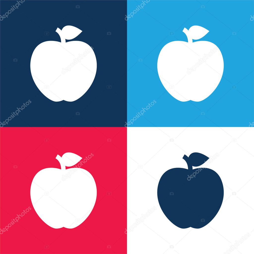 Apple blue and red four color minimal icon set