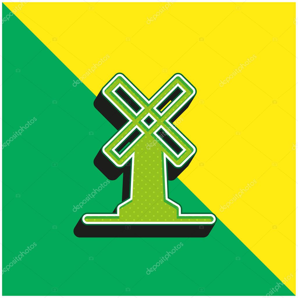 Big Windmill Green and yellow modern 3d vector icon logo