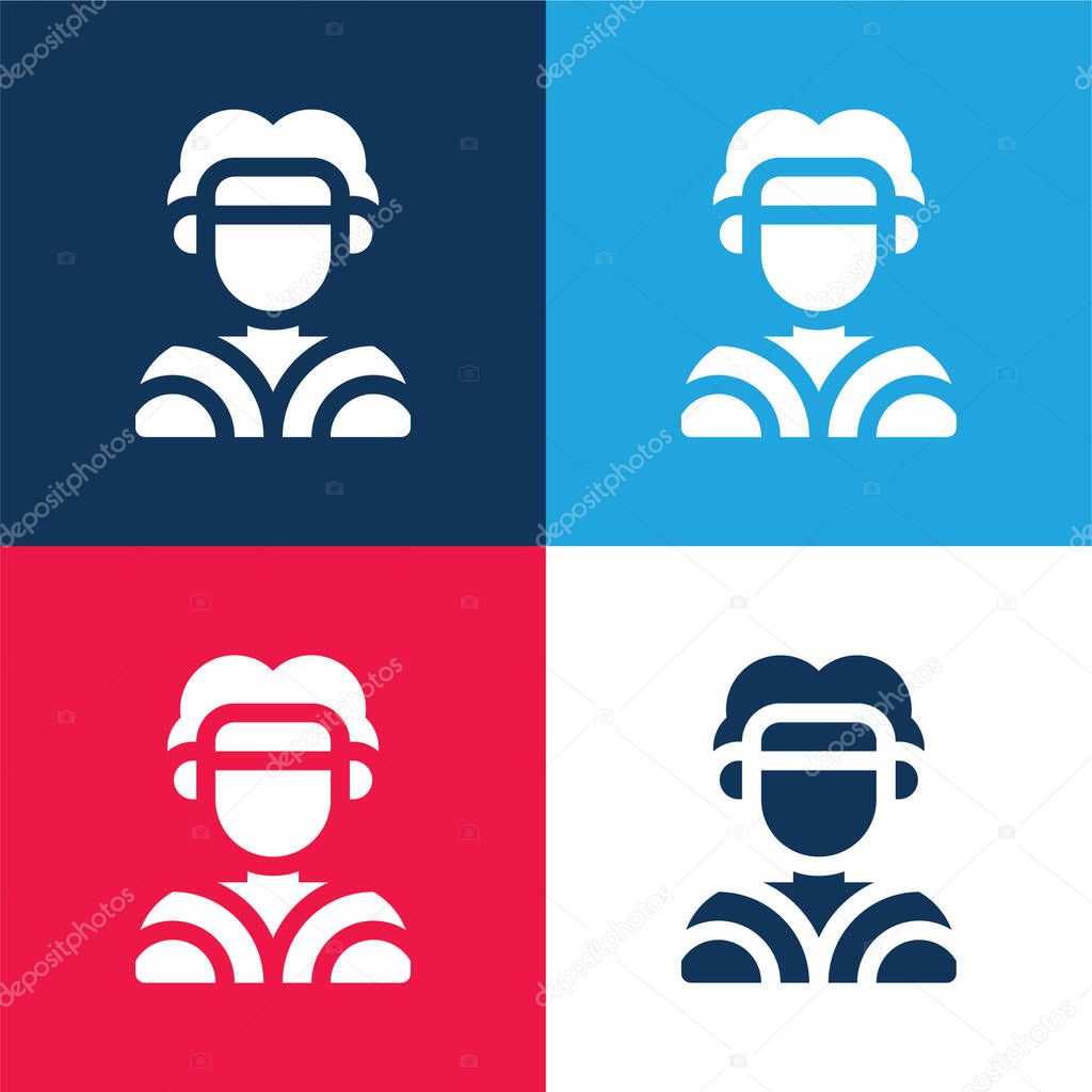 Aboriginal blue and red four color minimal icon set