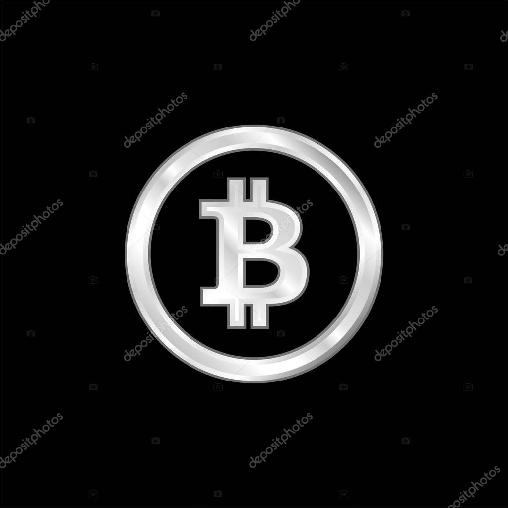 Bitcoin silver plated metallic icon