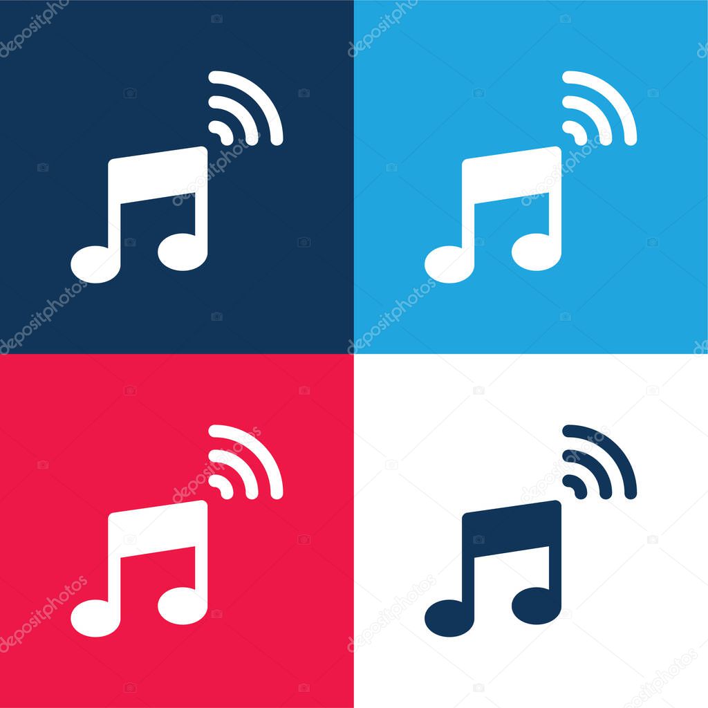 Audio blue and red four color minimal icon set