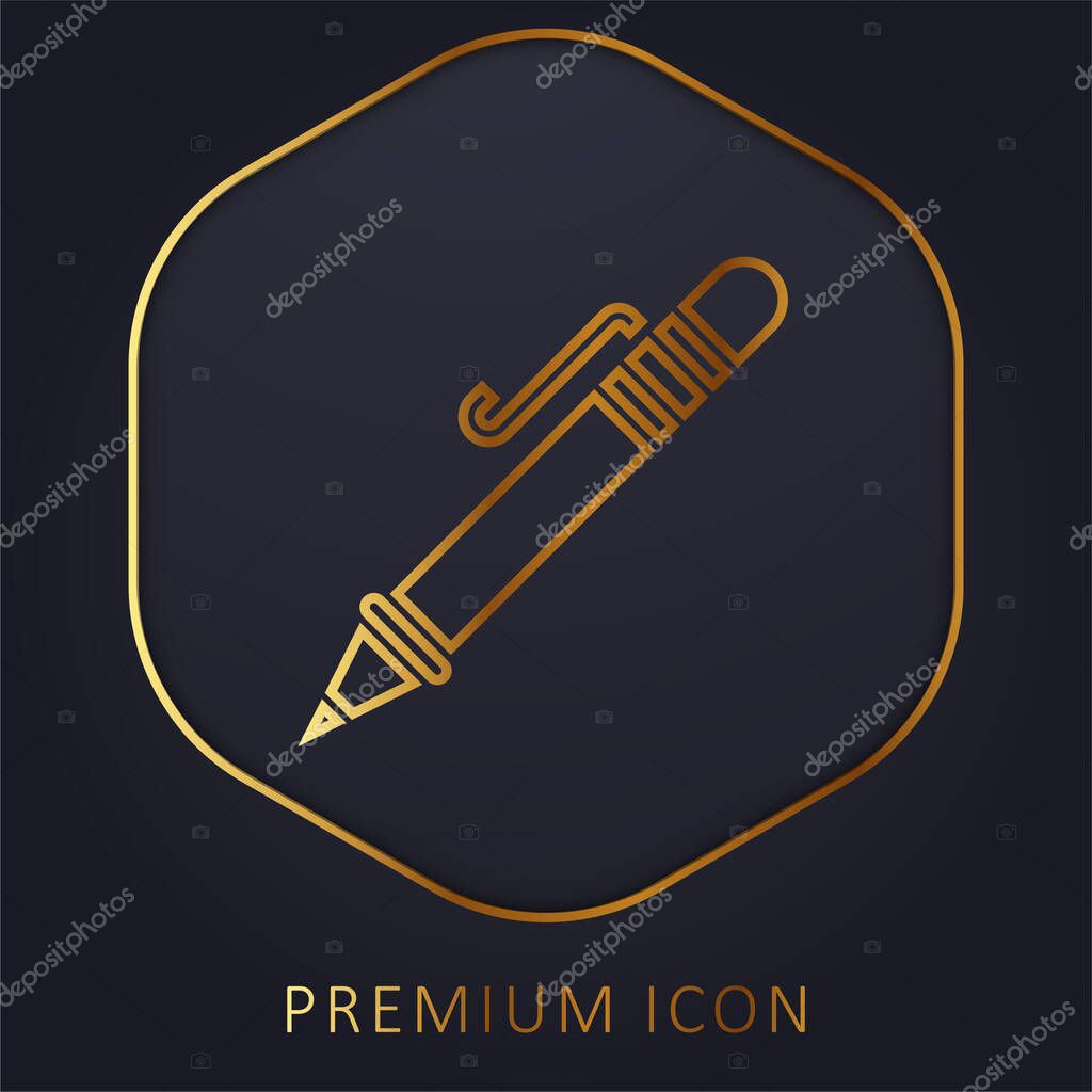 Ballpoint Pen golden line premium logo or icon